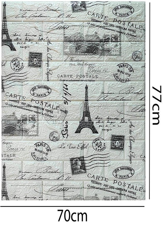 Lukzer 8PC Self Adhesive 3D Vintage Wallpaper DIY Wall Sticker Panels Ideal for Home Décor Sheet Bathroom Living Room (Paris Design/70 x 77cm) - Image 3